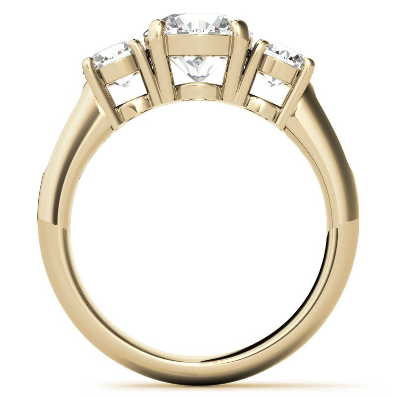Three-Stone Flush Fit Style Moissanite Engagement Ring