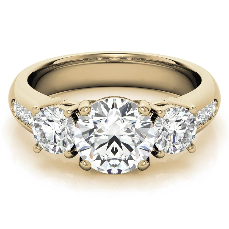 Three-Stone Flush Fit Style Moissanite Engagement Ring