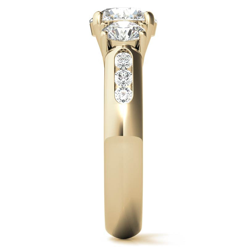 Three-Stone Flush Fit Style Moissanite Engagement Ring