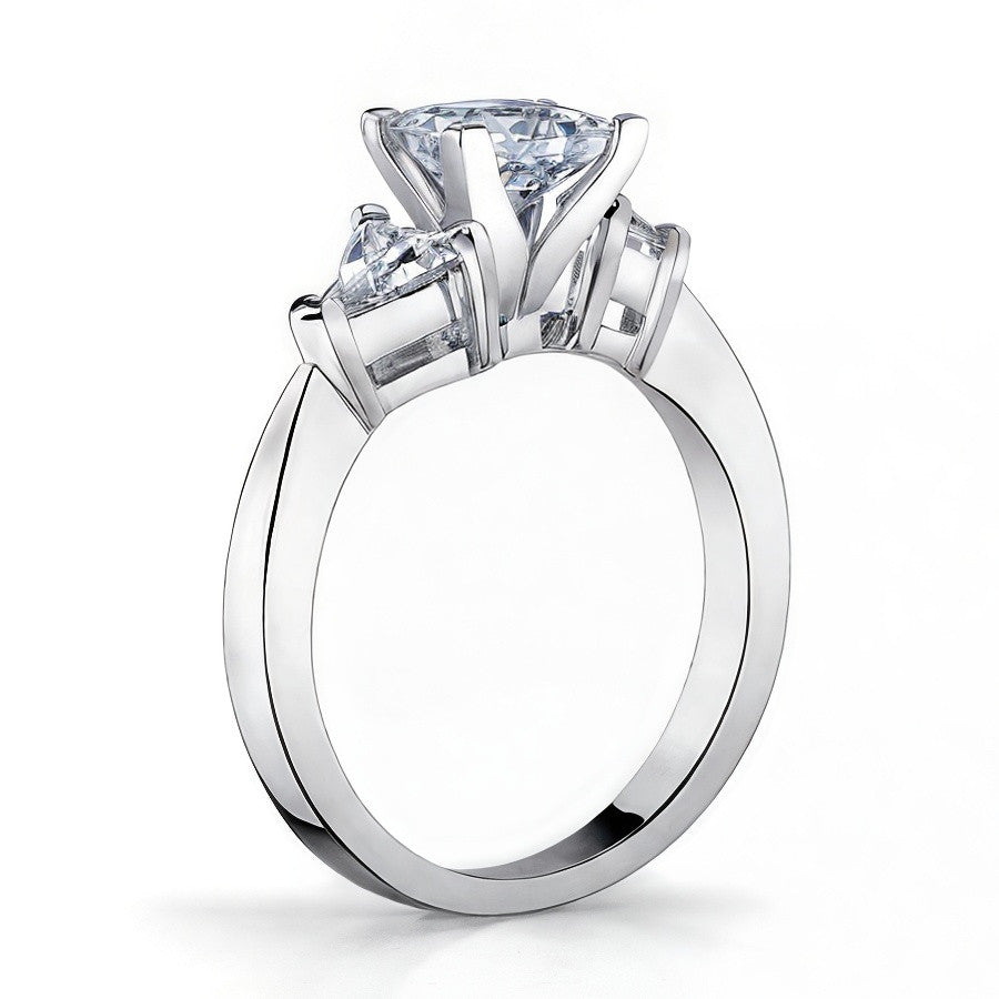 5mm Triangle Moissanite Engagement Setting Set, .9ct