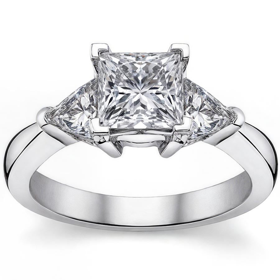 5mm Triangle Moissanite Engagement Setting Set, .9ct