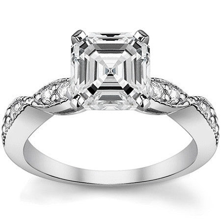 Moissanite Scalloped Milgrain Style Engagement Ring Setting