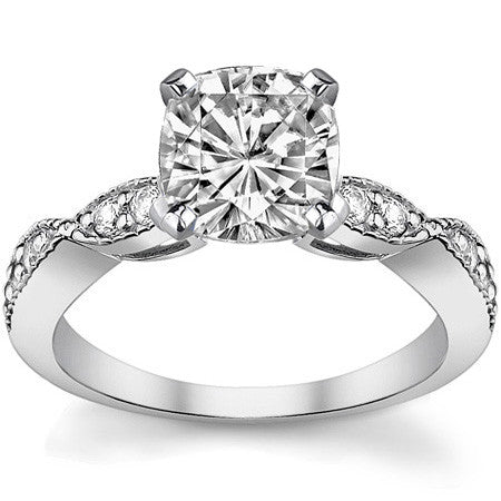 Moissanite Scalloped Milgrain Style Engagement Ring Setting