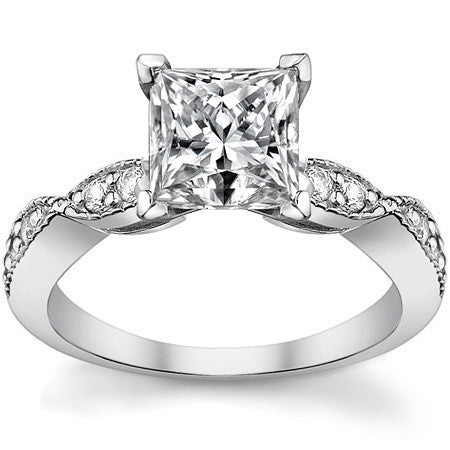 Moissanite Scalloped Milgrain Style Engagement Ring Setting