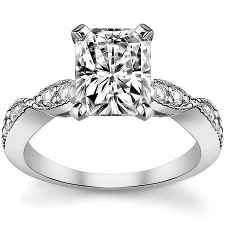 Moissanite Scalloped Milgrain Style Engagement Ring Setting