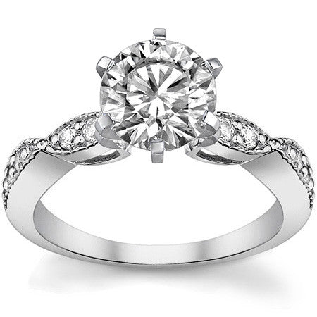 Moissanite Scalloped Milgrain Style Engagement Ring Setting