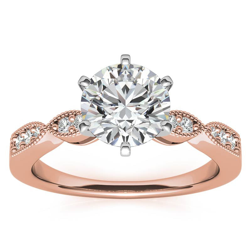 Moissanite Scalloped Milgrain Style Engagement Ring Setting
