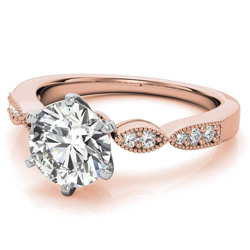 Moissanite Scalloped Milgrain Style Engagement Ring Setting