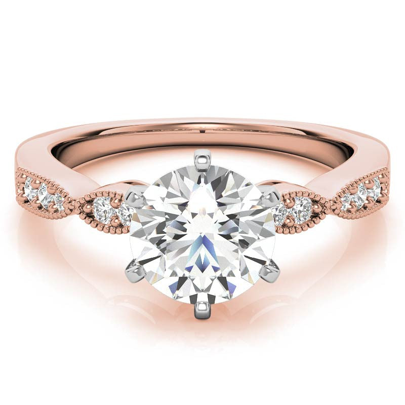 Moissanite Scalloped Milgrain Style Engagement Ring Setting