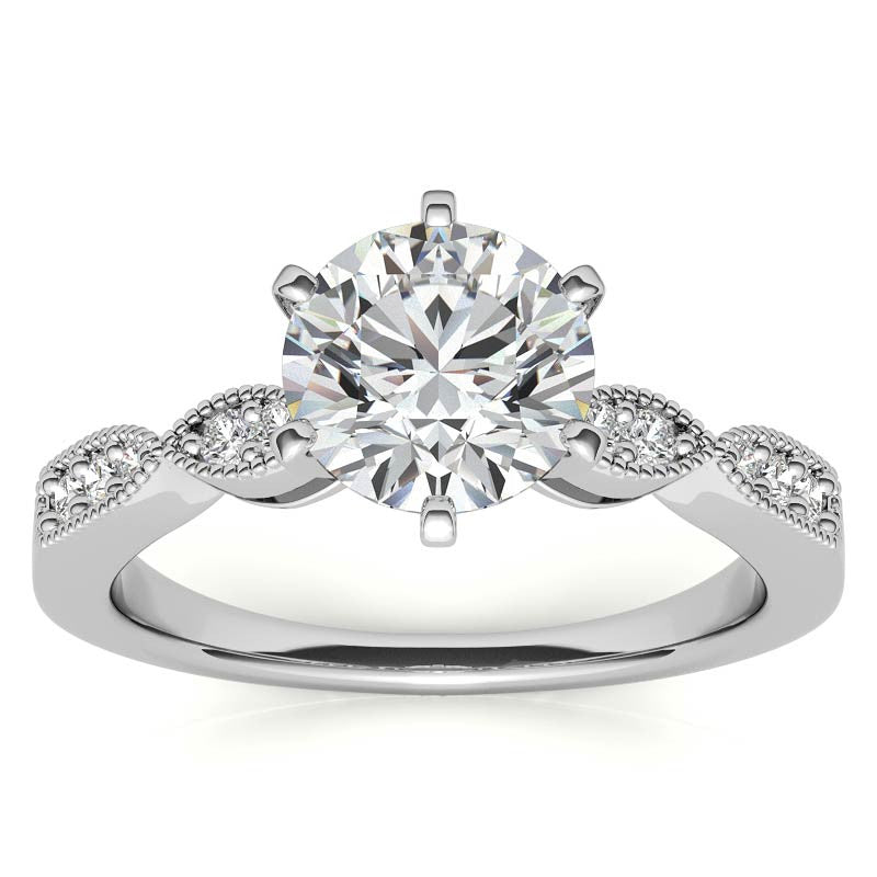 Moissanite Scalloped Milgrain Style Engagement Ring Setting