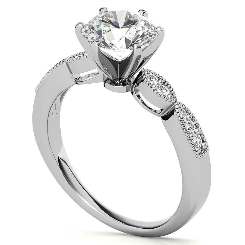 Moissanite Scalloped Milgrain Style Engagement Ring Setting