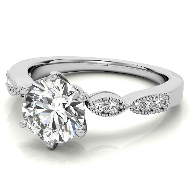 Moissanite Scalloped Milgrain Style Engagement Ring Setting