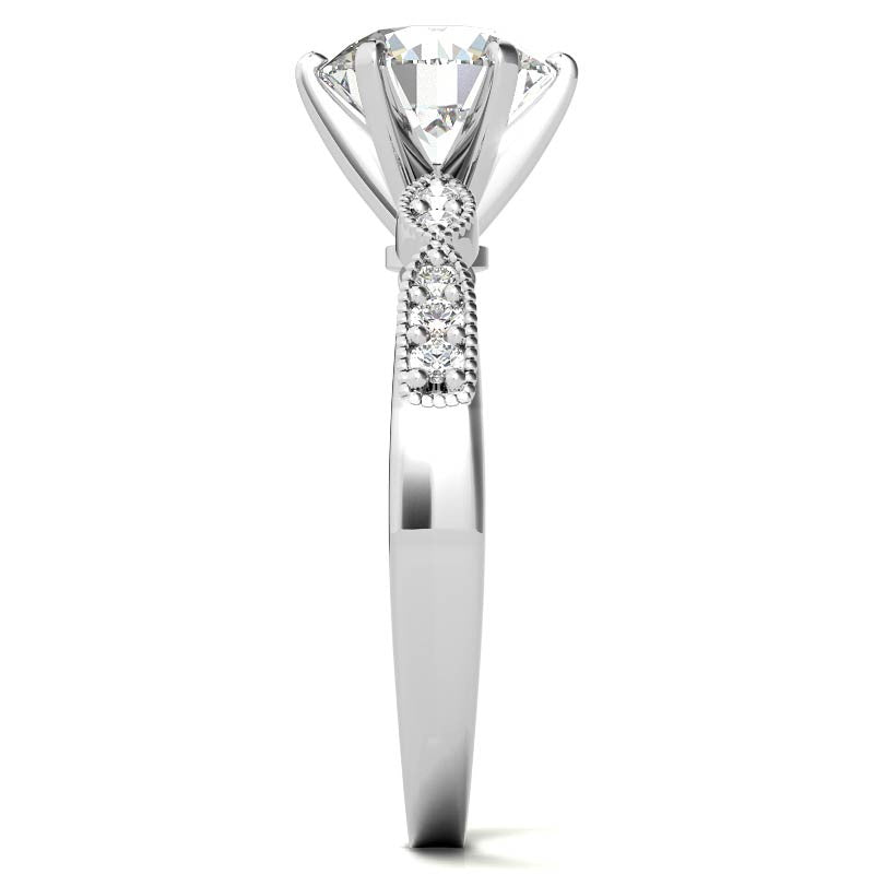 Moissanite Scalloped Milgrain Style Engagement Ring Setting