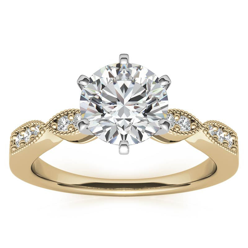 Moissanite Scalloped Milgrain Style Engagement Ring Setting