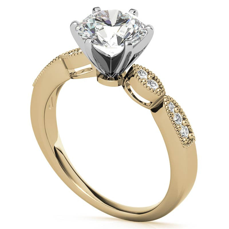 Moissanite Scalloped Milgrain Style Engagement Ring Setting