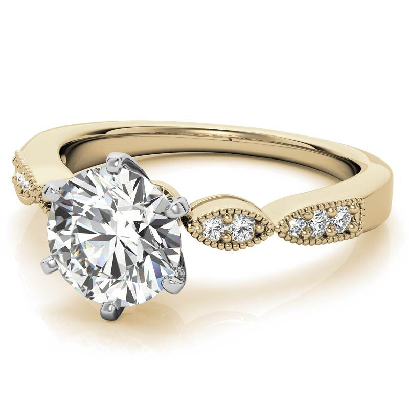 Moissanite Scalloped Milgrain Style Engagement Ring Setting
