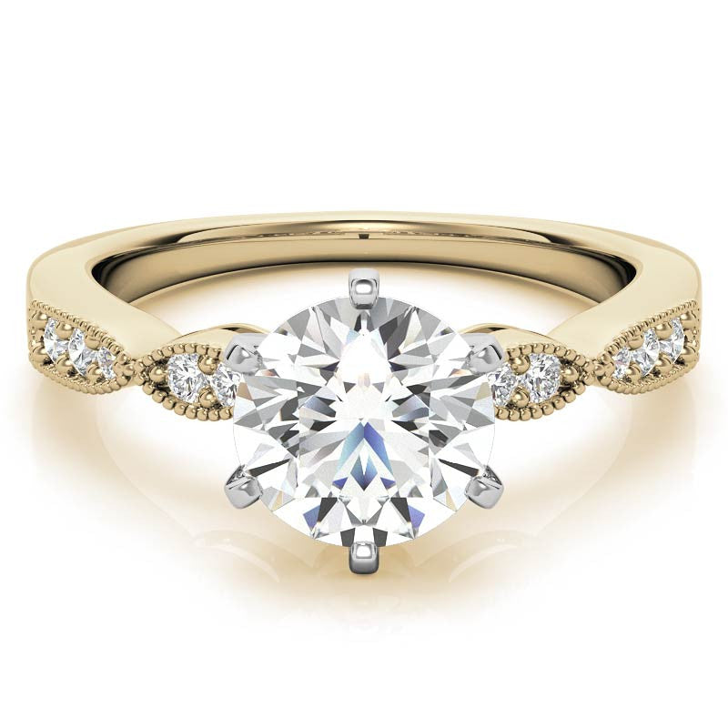 Moissanite Scalloped Milgrain Style Engagement Ring Setting
