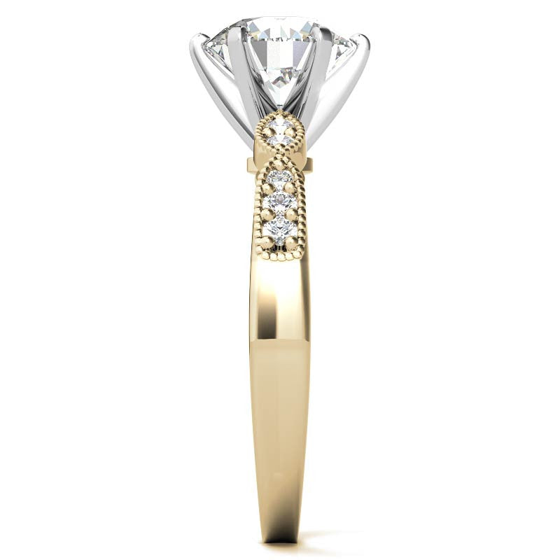Moissanite Scalloped Milgrain Style Engagement Ring Setting