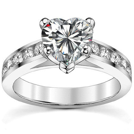 Round Brilliant Moissanite Cathedral Channel Engagement Ring, 0.60ct