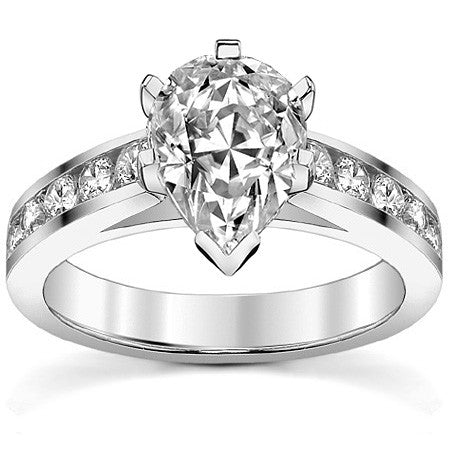 Round Brilliant Moissanite Cathedral Channel Engagement Ring, 0.60ct