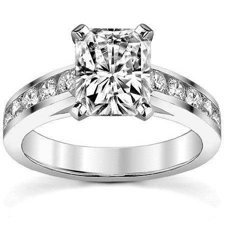 Round Brilliant Moissanite Cathedral Channel Engagement Ring, 0.60ct