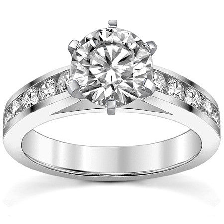 Round Brilliant Moissanite Cathedral Channel Engagement Ring, 0.60ct