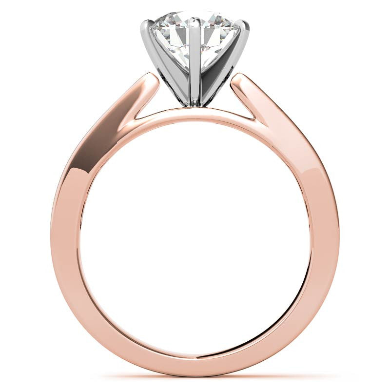 Round Brilliant Moissanite Cathedral Channel Engagement Ring, 0.60ct