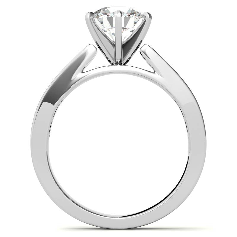 Round Brilliant Moissanite Cathedral Channel Engagement Ring, 0.60ct