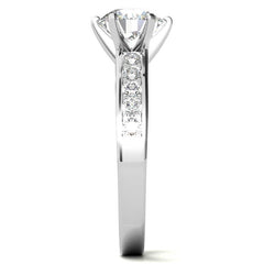 Round Brilliant Moissanite Cathedral Channel Engagement Ring, 0.60ct