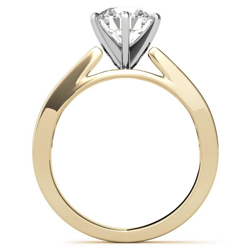 Round Brilliant Moissanite Cathedral Channel Engagement Ring, 0.60ct