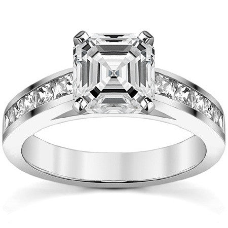 Princess Moissanite Cathedral Engagement Ring Setting 1.3ct