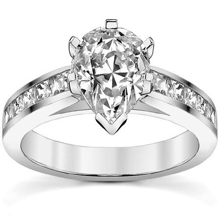 Princess Moissanite Cathedral Engagement Ring Setting 1.3ct