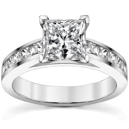Princess Moissanite Cathedral Engagement Ring Setting 1.3ct