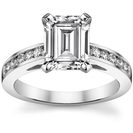 Round Brilliant Moissanite Cathedral Channel Engagement Ring, .30ct