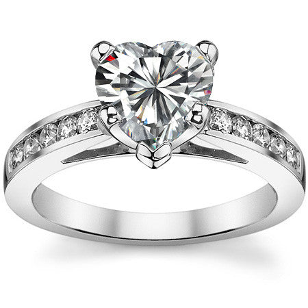 Round Brilliant Moissanite Cathedral Channel Engagement Ring, .30ct