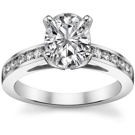 Round Brilliant Moissanite Cathedral Channel Engagement Ring, .30ct