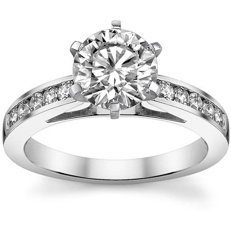 Round Brilliant Moissanite Cathedral Channel Engagement Ring, .30ct