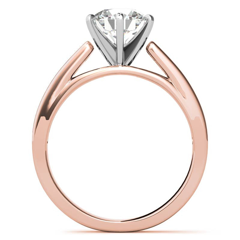 Round Brilliant Moissanite Cathedral Channel Engagement Ring, .30ct