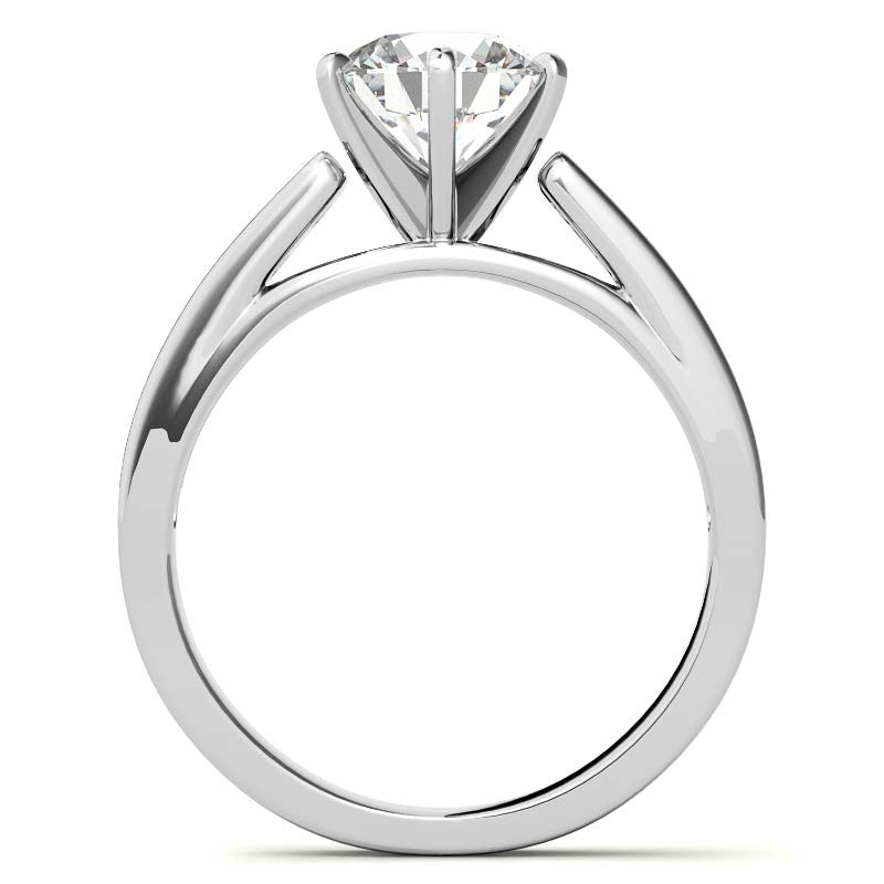 Round Brilliant Moissanite Cathedral Channel Engagement Ring, .30ct