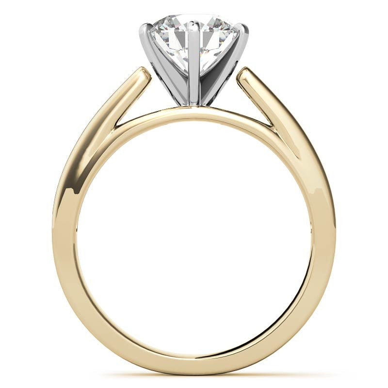 Round Brilliant Moissanite Cathedral Channel Engagement Ring, .30ct