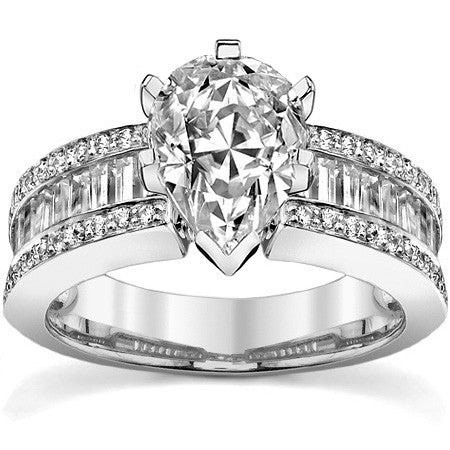 Baguette Moissanite Engagement Ring Setting 1.12ct