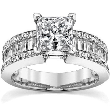Baguette Moissanite Engagement Ring Setting 1.12ct