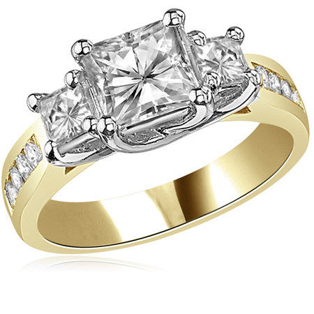 Three-Stone Princess cut Moissanite Engagement Ring