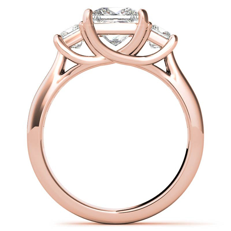 Three-Stone Princess cut Moissanite Engagement Ring