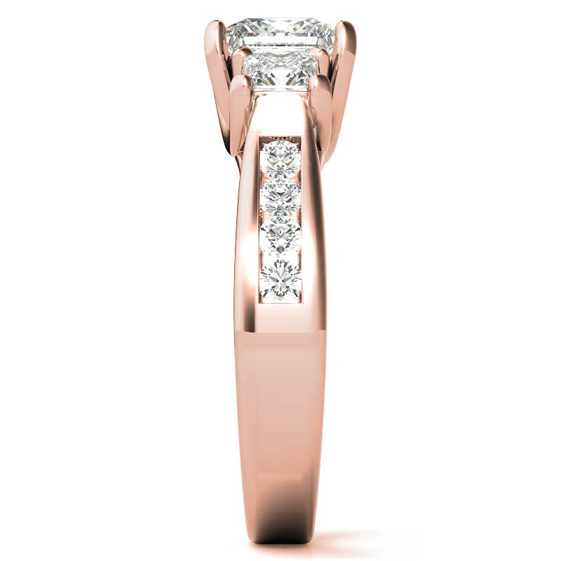 Three-Stone Princess cut Moissanite Engagement Ring