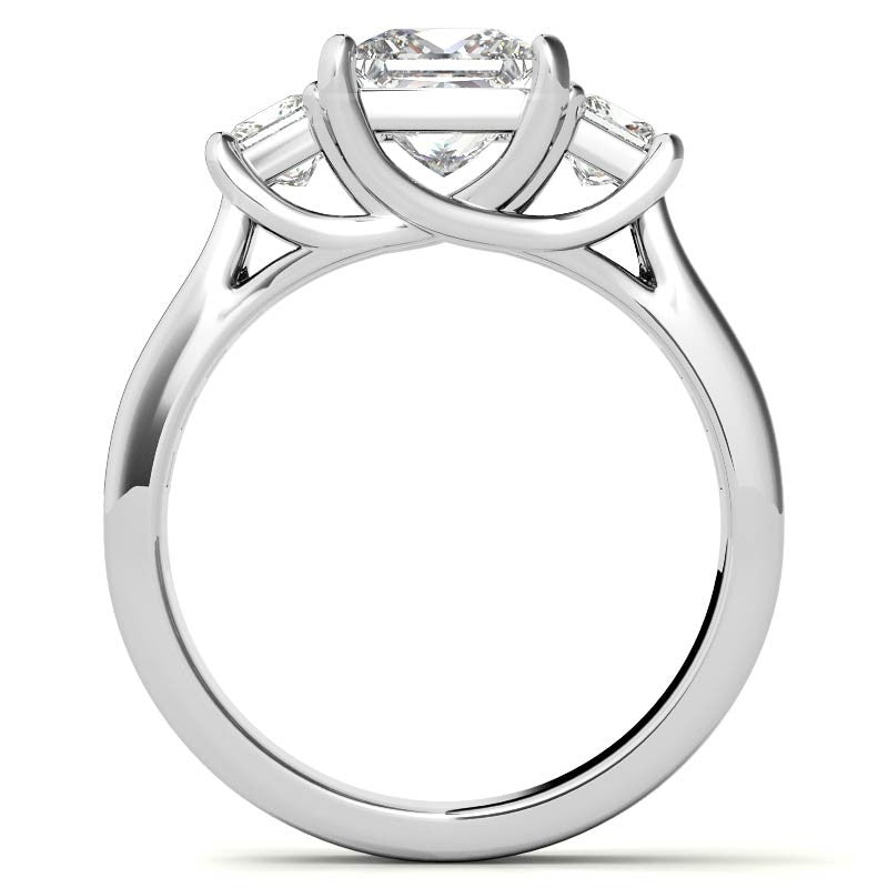 Three-Stone Princess cut Moissanite Engagement Ring