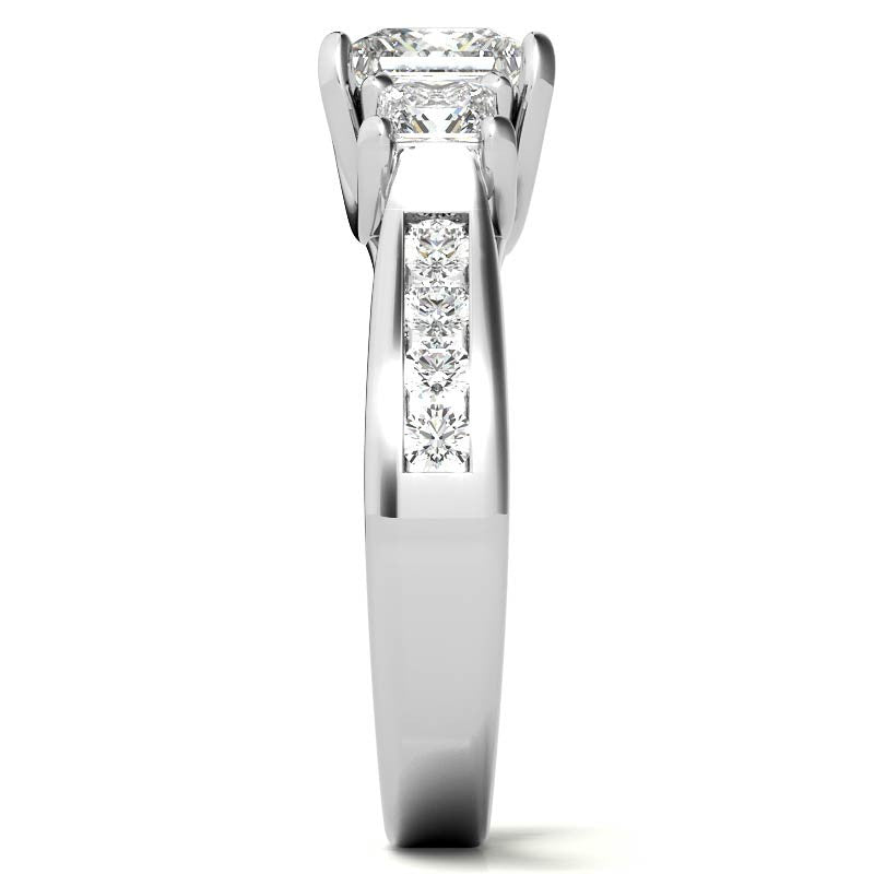 Three-Stone Princess cut Moissanite Engagement Ring