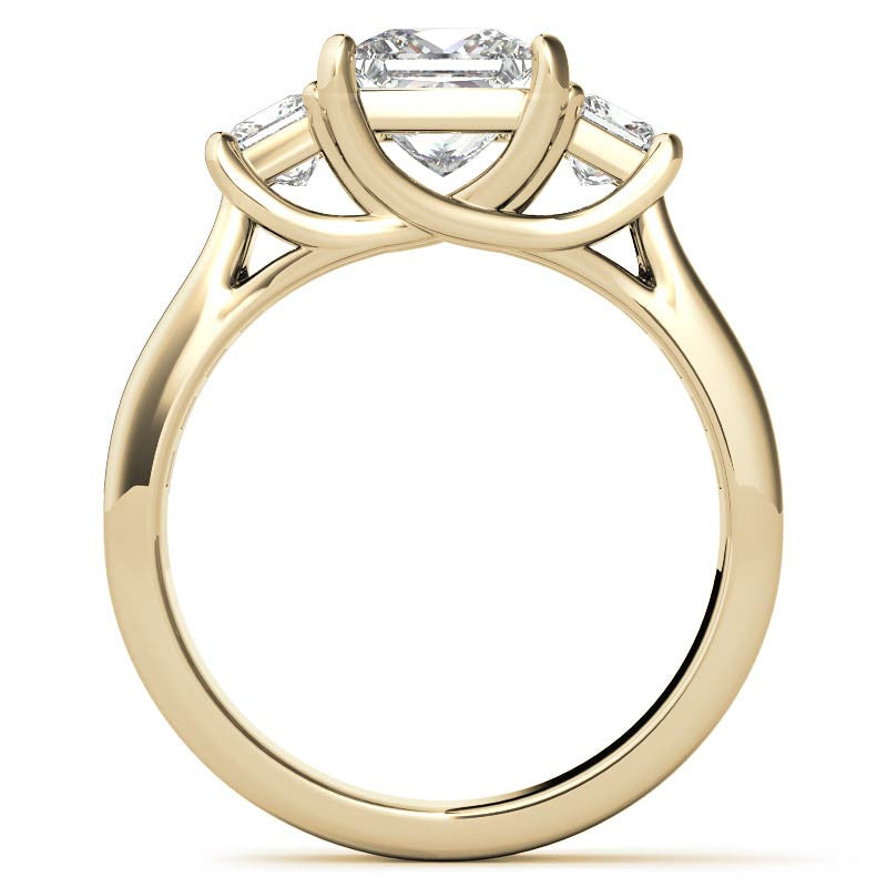 Three-Stone Princess cut Moissanite Engagement Ring