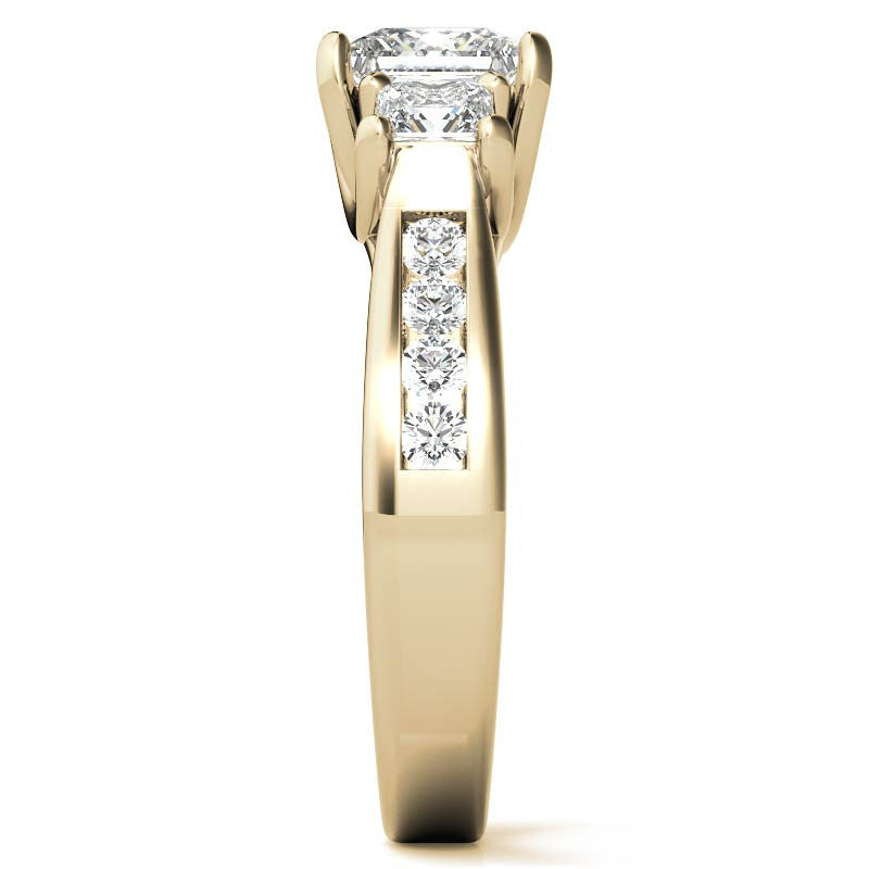 Three-Stone Princess cut Moissanite Engagement Ring
