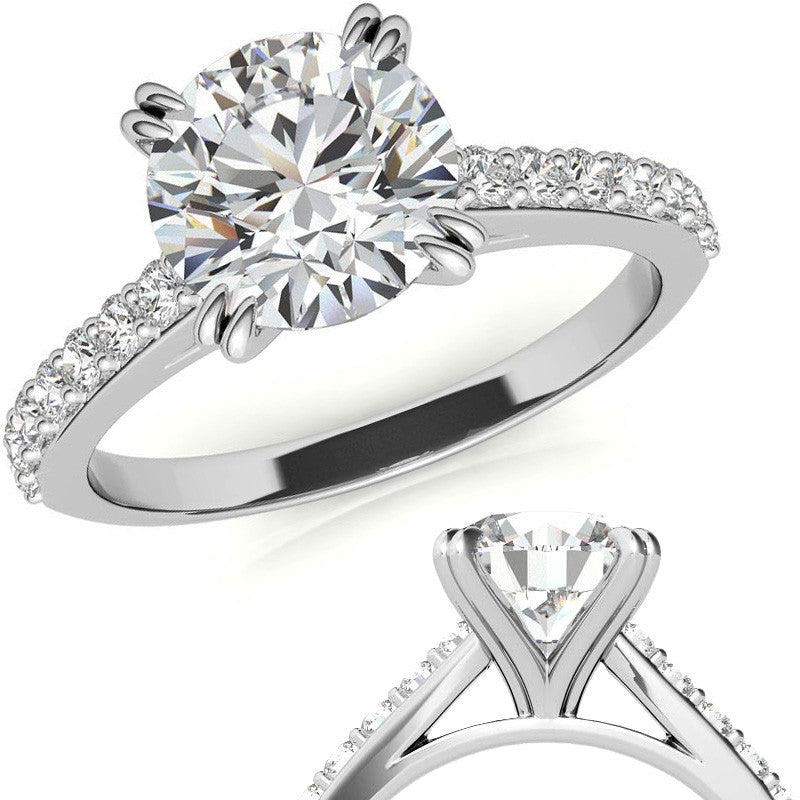 Double Prong Cathedral Moissanite Engagement Ring